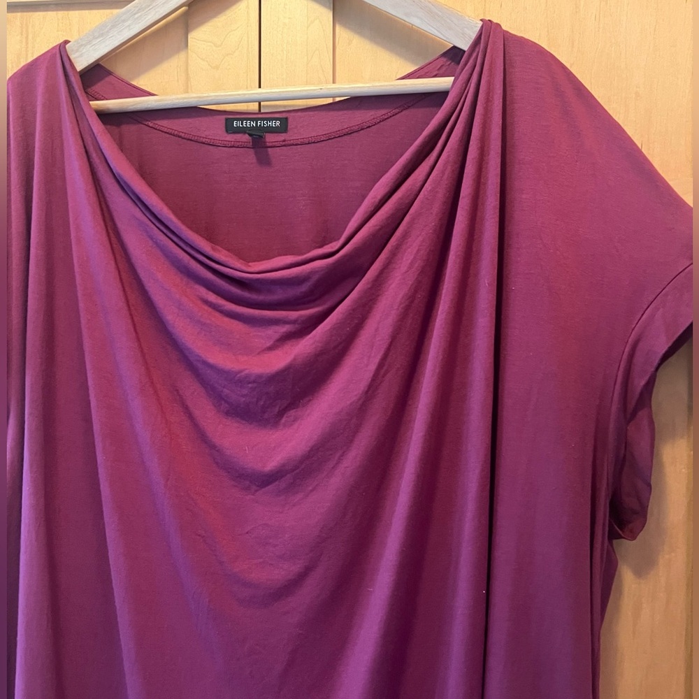 Eileen Fisher Plum Jersey Knit Cocoon Dress XL